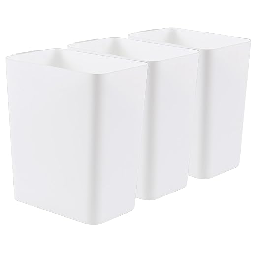 3 Packs 4.5 Gallon Plastic Wastebasket Open-top Trash Can White