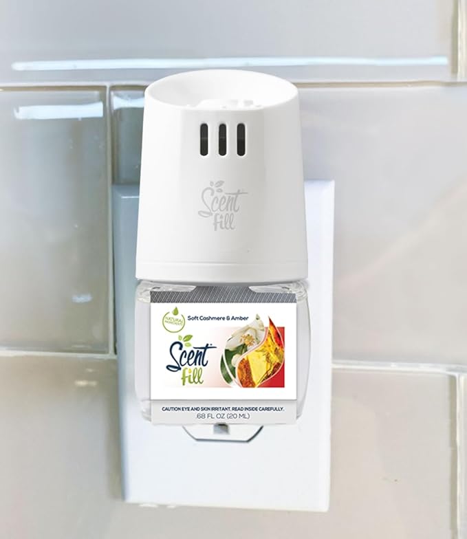Scent Fill Soft Cashmere &amp Amber Plug in Air Freshener 4 Scented Oil Refills