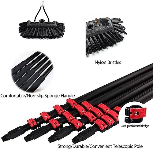 Glass Cleaning Brush Household Water Supply Telescopic Pole Kit Solar Panel Rotating Brush Solar Photovoltaic Panels39.5ft Window Cleaning Rod 6m Roof Cleaning Set Solar Panel C