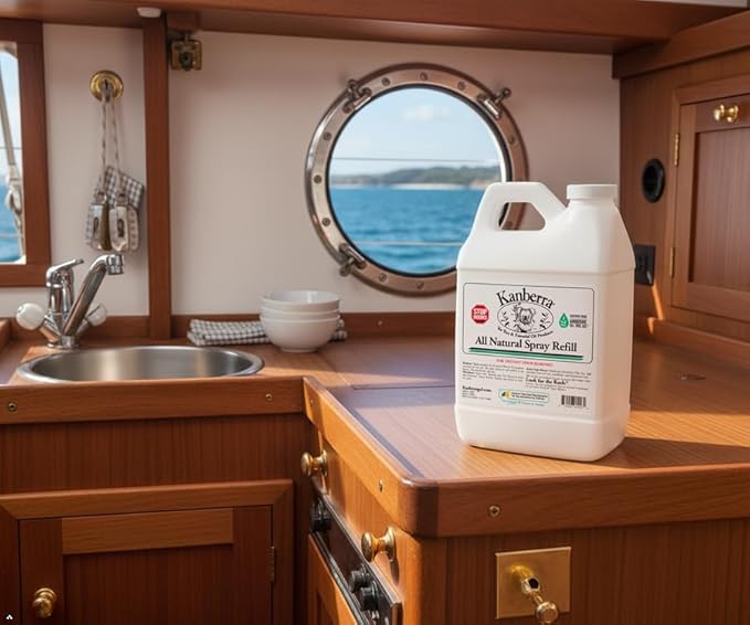 Kanberra Spray Refill - 64 oz. - All-Natural Odor Eliminator &amp Air Freshener for Home Car RV Boat Gym Bag | Eco-Friendly Long-Lasting Tea Tree Oil Formula Safe for Pets and Family.