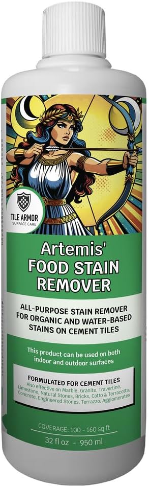 Artemis Food Stain Remover – All Purpose Cleaner for Tiles Natural Stone Marble and Porous Surfaces Removes Coffee Tea Ink Sauces Juices Beverages and Other Food Stains 32 fl oz