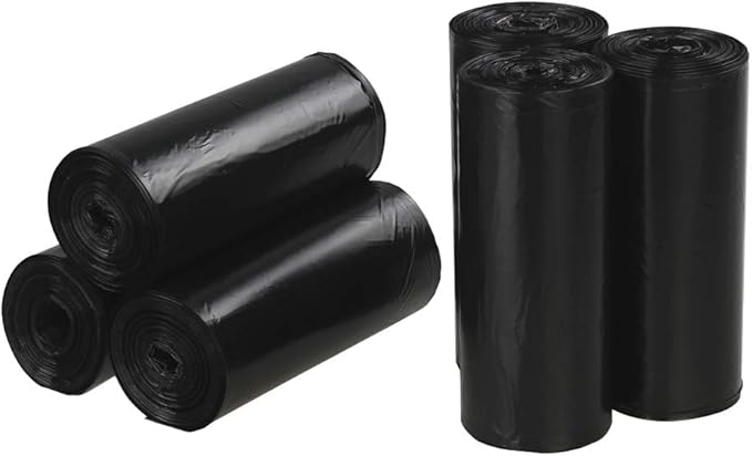 Ramddy 7 Gallon Medium Trash Bags Black Bin Liners 6 Rolls/150 Counts