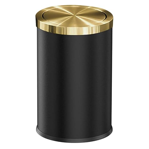 9L/2.4GAL Black Bathroom Trash CanGold Small Trash Can with LidGarbage cans for Bathroom HotelOfficeLundryPowder Room (ＢＬＡＣＫ)
