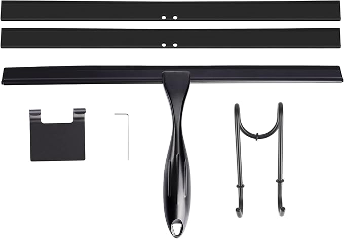 14'' Shower Squeegee TOOVEM Squeegee for Shower Glass Door for Glass Doors Windows Bathroom Car Windshield Black