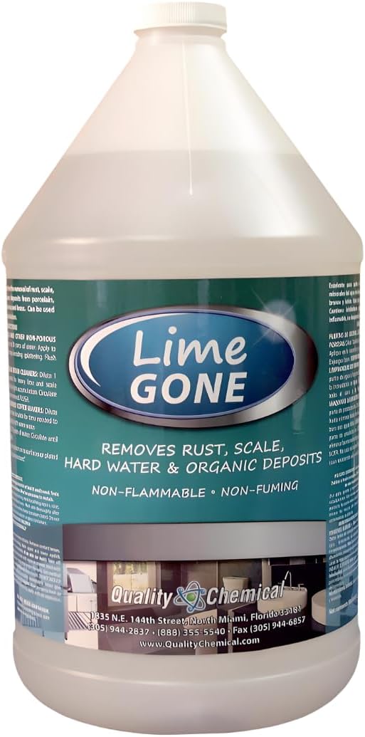 Quality Chemical Lime-Gone Remover - Calcium Lime and Hard Water Stain Remover for Bathroom Shower and Tile - Lime a Way - 128 oz (Pack of 1)