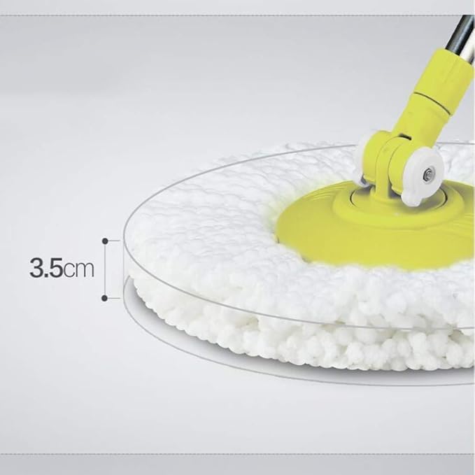 360 Spin Mop with Stainless Steel Bucket System Extended Length Handle&amp2 Microfiber Heads  Magic Spinning