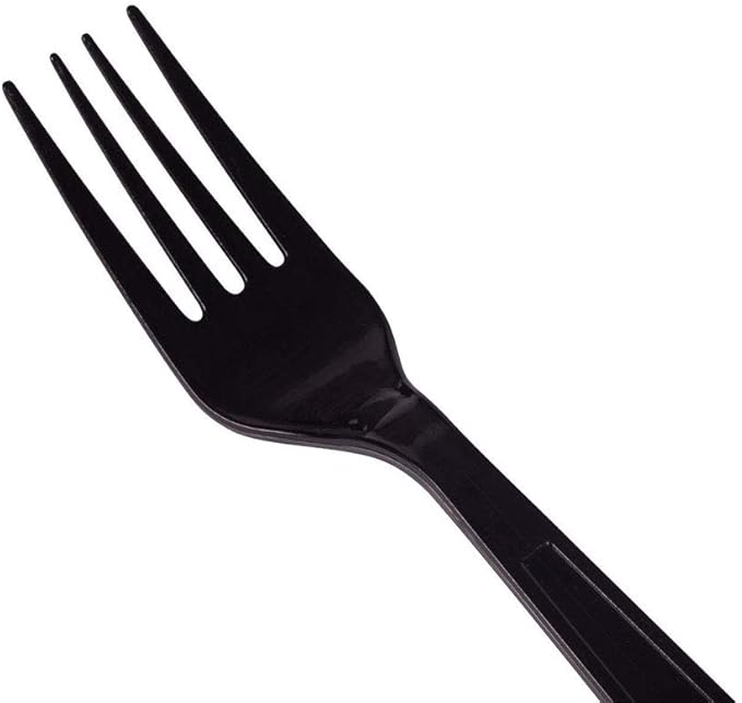 Karat U3520B 7 PS Poly-Wrapped Heavy-Weight Disposable Fork Black (Pack of 1000)