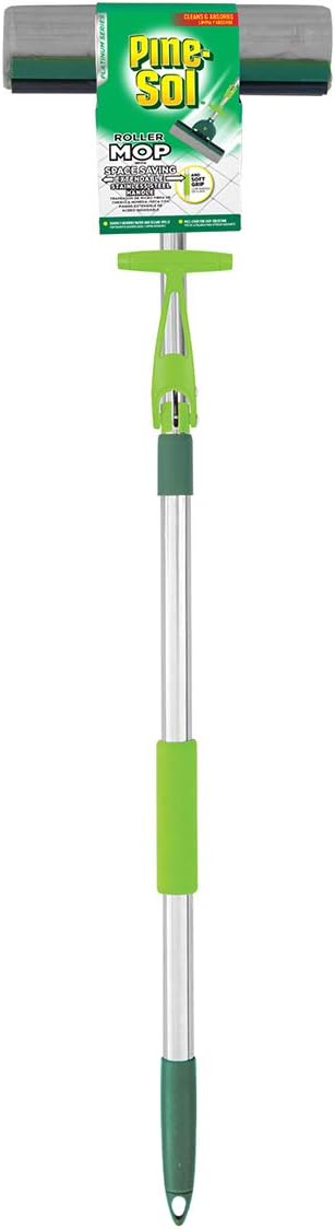 Pine-Sol PVA Sponge Roller Mop – Self Wringing Easy Squeeze for Wet Mopping | Telescoping Household Cleaning Tool for Tile Laminate Vinyl Floors | Extendable Metal Handle