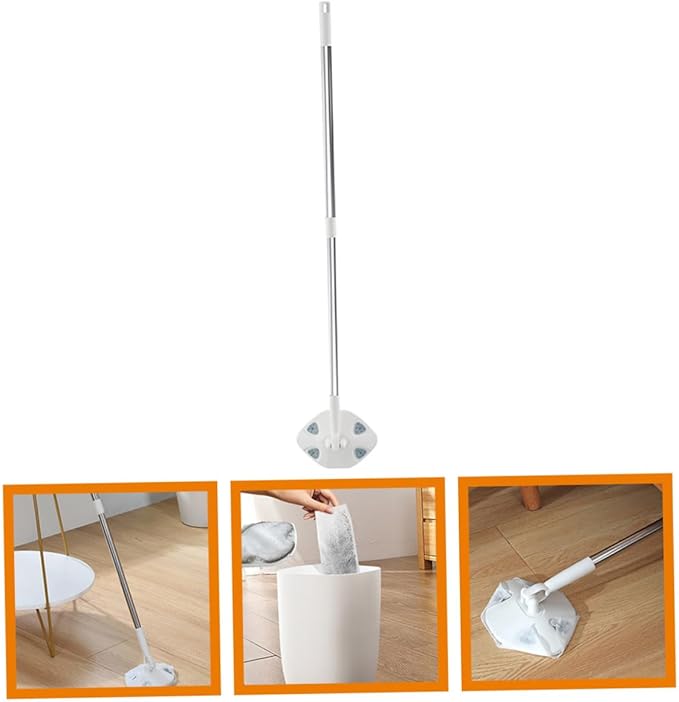 Rotatable Dust Mop with Retractable Handle Dry Electrostatic Cleaning Mop for Household Use White Extendable Floor Duster for Easy Dust Removal