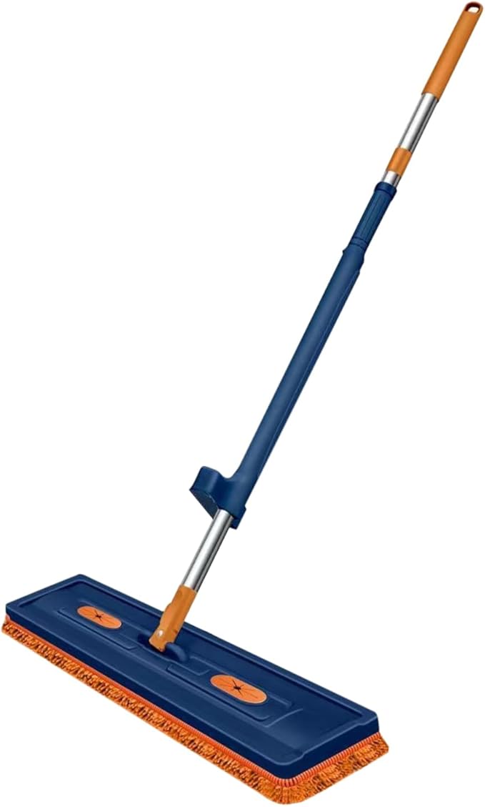 Flat Floor Mop - Long Handle Cleaning Tool with 360 Degree Rotating Head Household Apartment Dorm Hotel Home Mop for Hardwood Tile Laminate Floors Washable Reusable Microfiber Pads 16.5 Inch