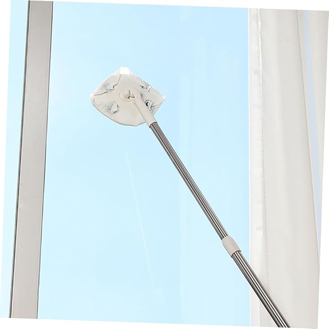 Tofficu Rotatable Dust Mop with Face Towel Refill Retractable Long Handle Dry Cleaning Mop for Household Floor and Desktop Dust Removal No Wash Hands-Free Cleaning Tool