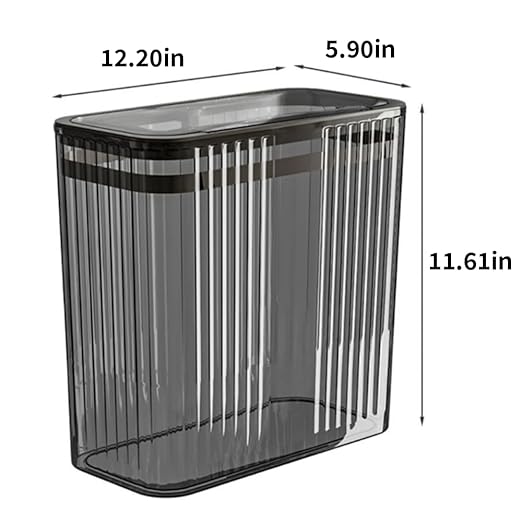 Transparent Trash Can Bathroom Trash Cans with Lids 3.5 Gallon Garbage Can for Bedroom Office Plastic Slim Waste Basket with Press Top Lid 15L Clear Trash Bin for Home Kitchen (Gray)