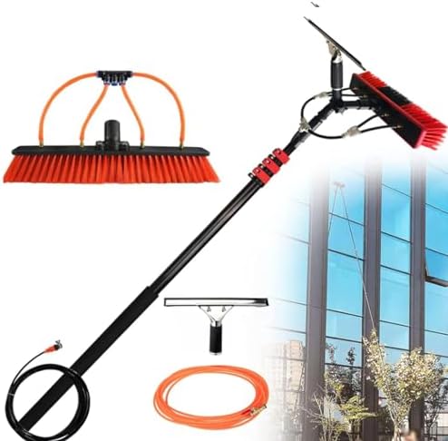 Glass Cleaning Brush Home Water Fed Telescopic Pole Kit Solar Panel Brush Rotating for Photovoltaic PanelWater Fed Pole Kit with Telescopic Pole 12-39 Feet Solar Panel Cleaning Brush with