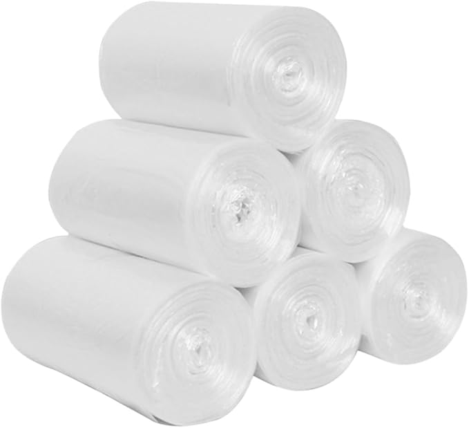 Veemoon 6 Rolls Thickened Plastic Trash Bags for Bathroom Bedroom and Kitchen Wastebaskets 45x50cm Flat Open Garbage Liners with Perforated Tear Feature Multipurpose Home Use