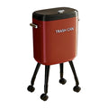 Garbage Can with Legs Dustbin High Foot 15L Large Capacity Household No Bending Wastebasket for Office Bedroom Kitchen Toilet Red with Caster