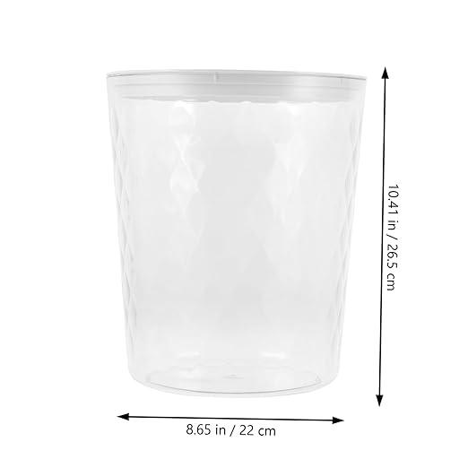 Unomor Transparent Round Trash Can Wastebasket for Bathroom Kitchen Office and Bedroom Lightweight Portable Garbage Container with Capacity for Easy Use