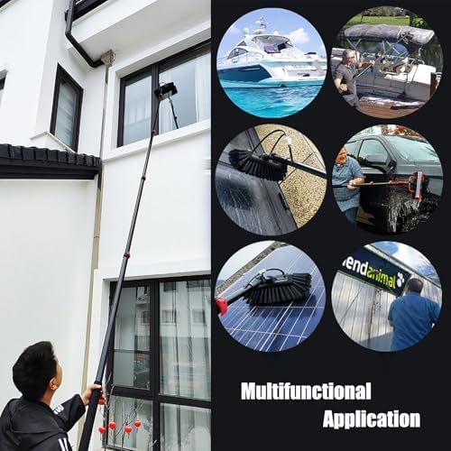 Glass Cleaning Brush Household Water Supply Telescopic Pole Kit Solar Panel Rotating Brush Solar Photovoltaic Panels7.2M Window Cleaning Telescopic Pole with Water Fed Extendable