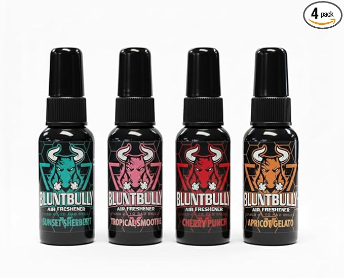 Blunt Bully Air Freshener (Ylang Ylang) (4 Pack) Premium Oil Based Air Freshener Spray. Long-Lasting Room Bathroom Office &amp Car Scent | Eliminates Odors from Smoke Pets &amp More