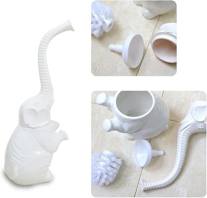 Toilet Brush and Holder SetModern Ceramic Toilet Bowl Brush HolderCute Bathroom Decor Non-Scratch Bristles Space-Saving White Household Cleaning Tool for Bathtub