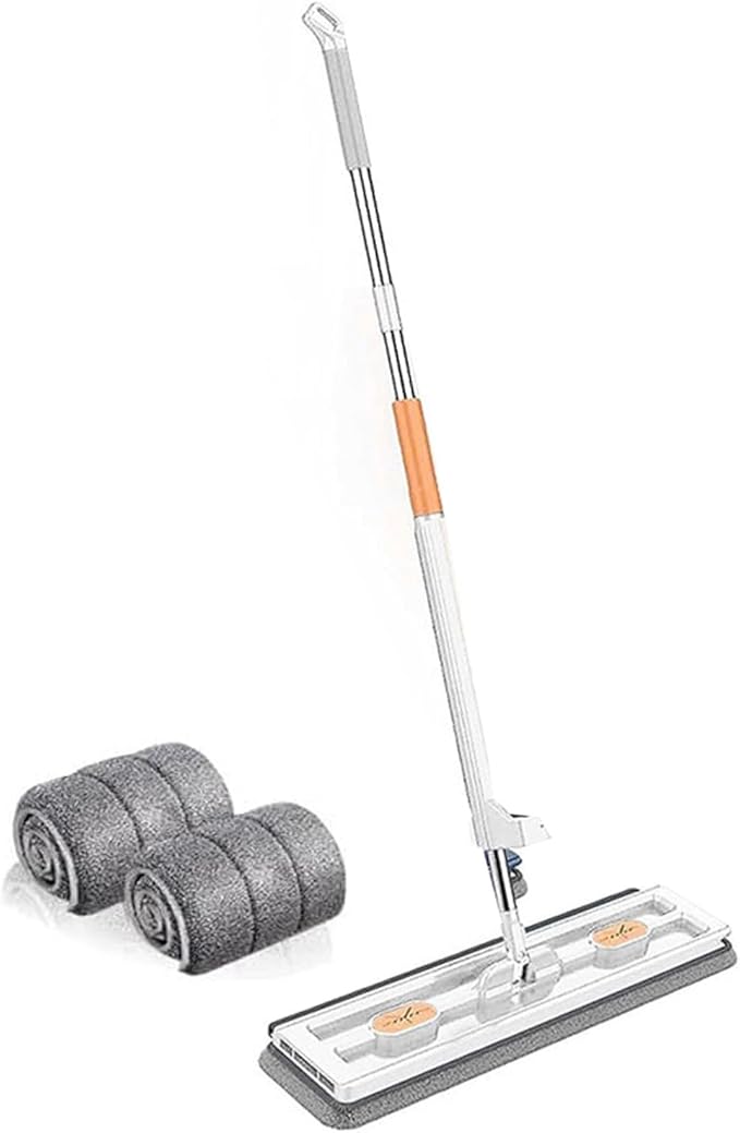 Large Flat Mop Set Rotation Floor Tool with 2/4/6 Microfibre Mop Pads Absorbent Storage Household Tool