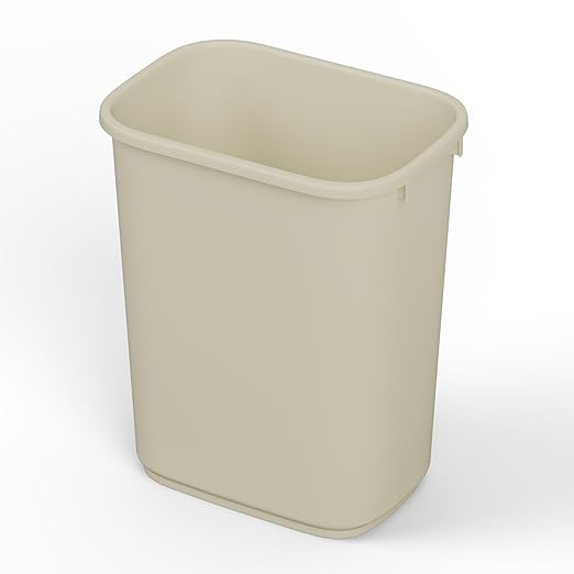 28 Qt. / 7 Gallon Beige Rectangular Wastebasket Trash Can