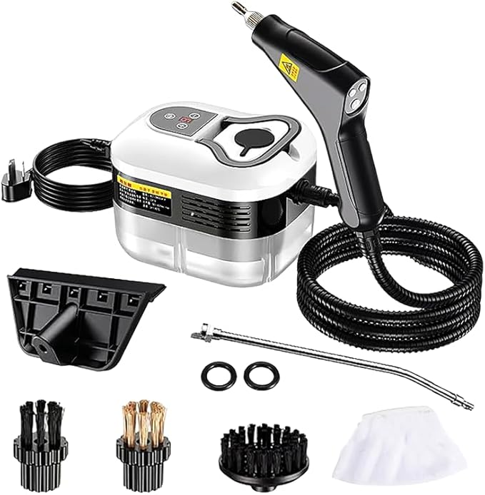 2500W Handheld Steam Cleaner High Pressure Portable Steamer with 3 Brushes Steam Cleaner for Home Kitchen Bathroom Car Furniture Floors (White - Regular Edition)