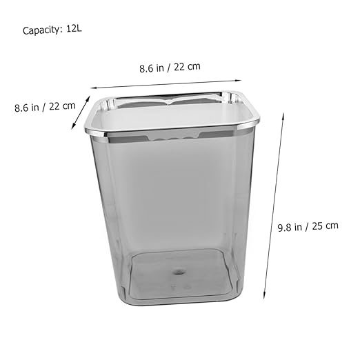 DOITOOL Large Transparent Plastic Trash Can with Press Ring PP Wastebasket for Bathroom Kitchen Office Stable Lidless Garbage Container for Home Use