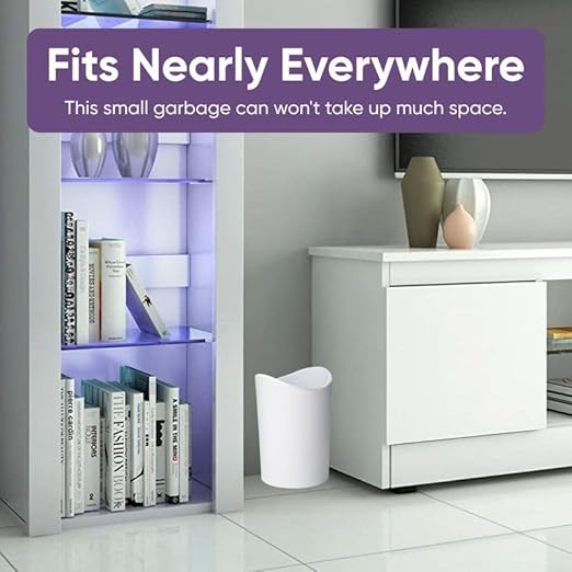 Superio Small Bathroom Trash Can Modern White Mini Open Waste Bin (1 1/2 Gallon 6 Liter) Plastic Garbage Can for Kitchen Bathroom Bedroom Office Under Desk Car 2 Pack