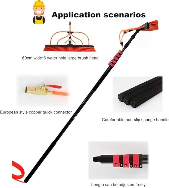water fed pole kit window cleaning brush outdoor Window Cleaning Brush Window Cleaning Pole Window Cleaner Kit Water/Hose Fed Pole Photovoltaic And Solar Panels/Window Cleaning Pole Stretch