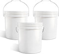 2.5 Gallon Bucket for Cleaning Small Extra Thick Plastic Bucket with Metal Handle Food Grade BPA Free (White 3 Pack No Lid)
