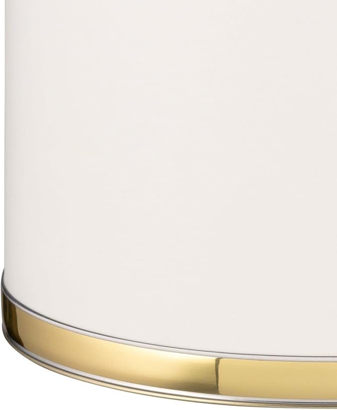 Kraftware 50274 Sophisticates W/Polished 14 Oval Waste Basket Wastebasket White with Brass