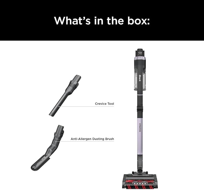 Shark Stratos Cordless Vacuum with Clean Sense IQ and Odor Neutralizer MultiFlex Wand Includes Crevice Tool &amp Anti-Allergen Brush Up To 60 Minute Runtime Ash Purple IZ862H