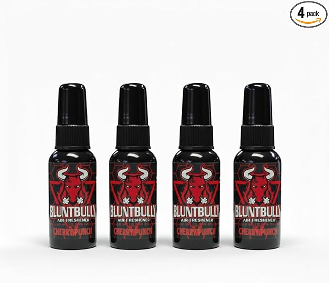 Blunt Bully Air Freshener (Cherry Punch) (4 Pack) Premium Oil Based Air Freshener Spray. Long-Lasting Room Bathroom Office &amp Car Scent | Eliminates Odors from Smoke Pets &amp More
