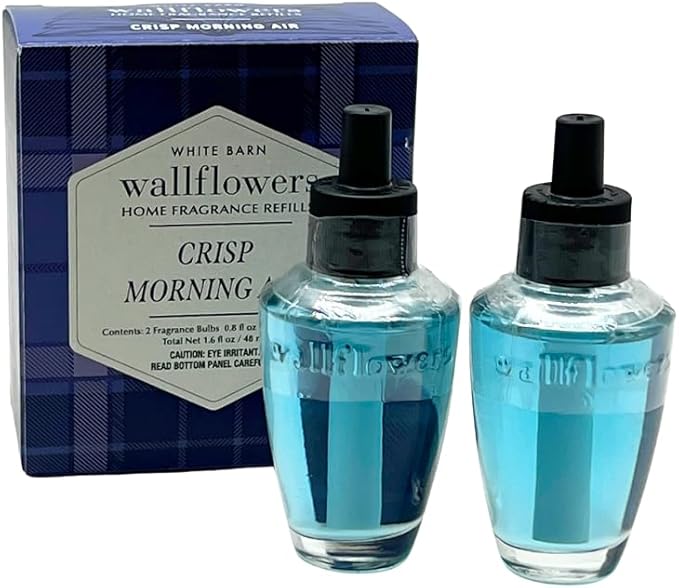 Bath &amp Body Works Wallflowers Refills Autumn Fragrance 4-Bulb Bundle – Marshmallow Fireside &amp Crisp Morning Air Gift Set with 30-Inch Metallic Silver Ribbon Bow – 2-Pack Each Box