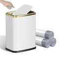 8L/2.1 Gallon Small Bathroom Trash Can with Lid Swing-Top Rectangular Waste Bin Stainless Steel Garbage Can for Home Office Toilet Bedroom Living-Room (White)