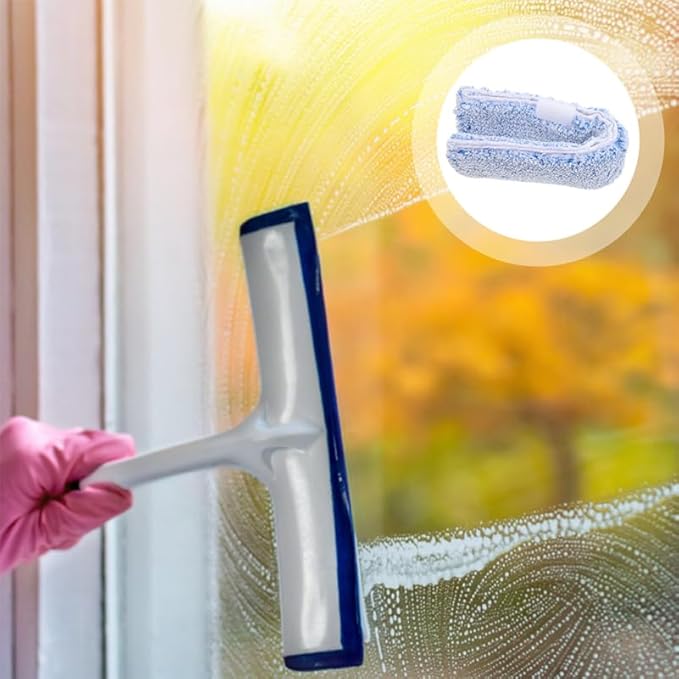 OUNONA Replacement Window Scrubber Pads 4-Pack Reusable Microfiber Cleaning Sleeves for Glass Windows Bathroom Mirrors and Tabletops 14.17X2.75X2.75 Inches