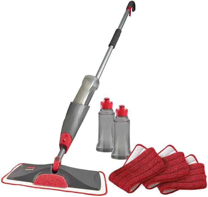 Rubbermaid Reveal Spray Microfiber Floor Cleaning Kit for Laminate &amp Hardwood Floors Spray Mop with Reusable Washable Pads Commercial
