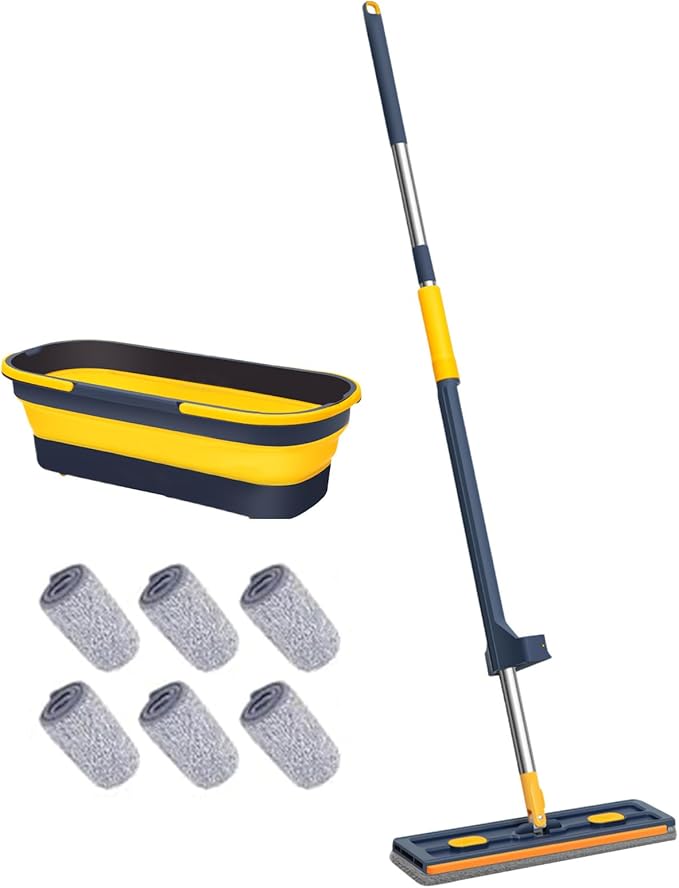 Flat Floor Mop - Household Cleaning Tool Large Durablle Microfiber Design Tile Cleaning Accessory Hardwood Floor  Carpet Dust Remover | 360° Rotatable Mop for Efficient Home Kitchen Bathroo