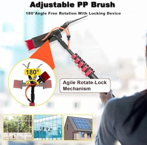 Water Fed Pole Kit 12-39FT Window and Solar Cleaning Pole with Squeegee Telescopic Brush Window and Solar Panel Cleaning System Windows Cleaning &amp Washing Tool30FT/9M