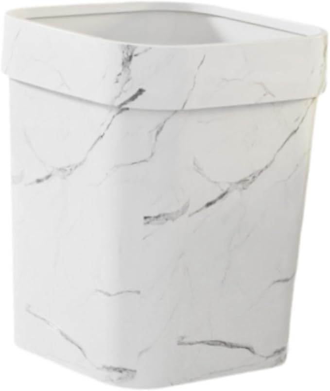 Open Top Trash Can Garbage Can Multipurpose Dustbin Waste Basket Bin Double Layers Trash Bin for Bathroom Guestroom Restroom White L