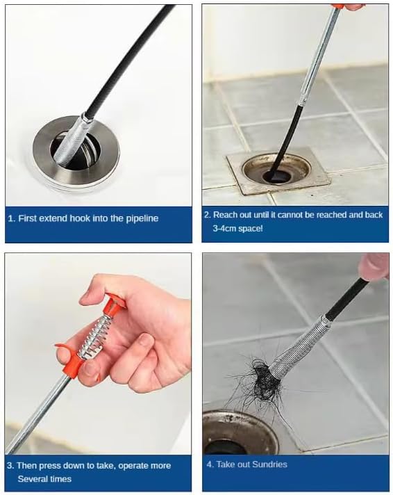 Kitchen Sink Cleaning Pipe Plunger and Sinks Sewer Toilet Unclogging With Grab Handle Factory Supply Four-jaw Pickup Unblocker (Dredge device 160cm)