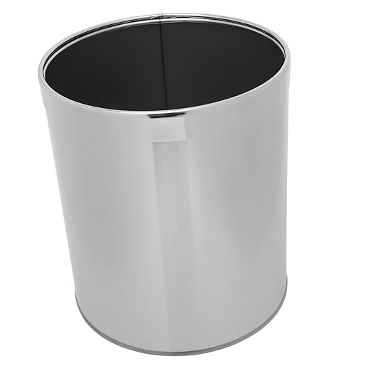 Garneck Bathroom Trash Cans Small Stainless Steel Waste Basket Office Bedroom Garbage Can Kitchen Waste Bin
