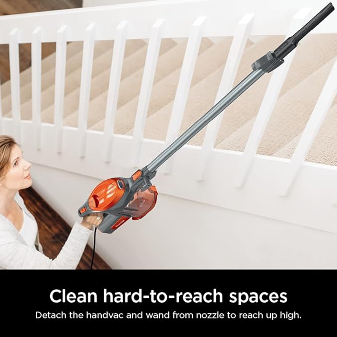 Shark HV302 Rocket Pet Corded Stick Vacuum Lightweight with Swivel Steering for Carpets &amp Hard Floors Converts to Hand Vacuum Includes Crevice Tool Pet Multi-Tool &amp Precision Duster Orang