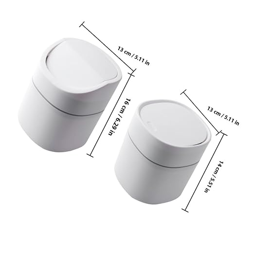 Angoily 2pcs Small Tabletop Garbage Bin with Lid Plastic Desk Trash Can for Household Kitchen Office Use Wear-Resistant Mini Wastebasket with Gentle Flip Cover No Odor Exposed Design