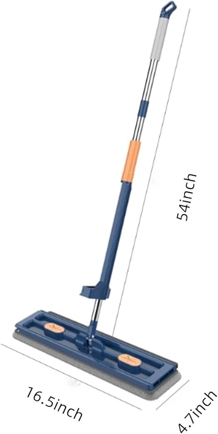 2024 Large Flat Mop360° Rotating MopAdjustable Stainless Steel Long Handle with 6 Washable Microfiber Pads for Floor Wet and Dry Cleaning with Dewatering Scraper 12027(White)
