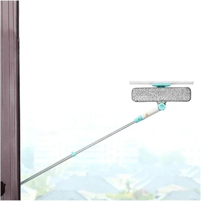 Compatible For Extendable Window Glass Cleaning Household Tool Building Retractable Pole Washing Brush Dry Wet Scraper Wiper