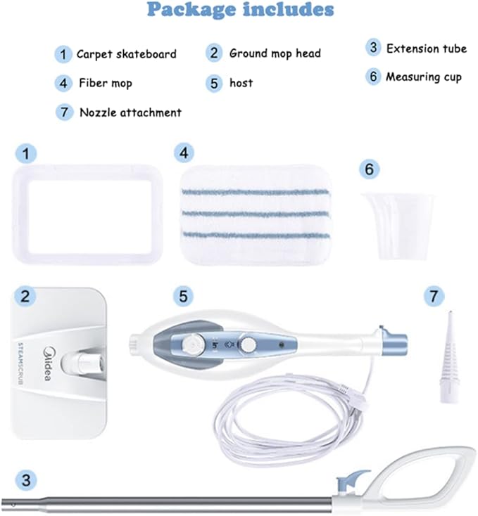 Steam Mop Cleaner with Detachable Handheld Steamer for Hardwood/Laminate Floor Tiles and Grout 100C High-Temperature Steam 350ml Large Water Tank 10m Operating Diameter