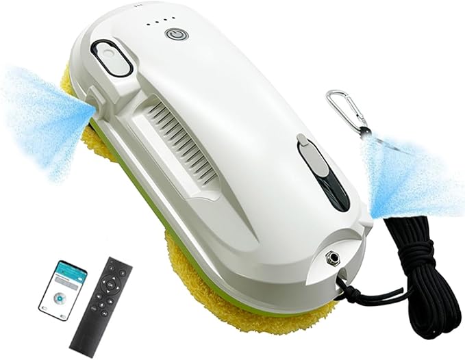 Window Cleaning Robot smart Window Cleaner with Automatic Water Spray 3 Routes UPS Power-Off Protection Wireless Remote Control Command Suitable for Glass Doors Mirrors
