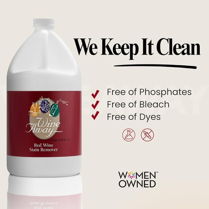 Wine Away Red Wine Stain Remover - Removes Wine Spots - Perfect Fabric Upholstery and Carpet Cleaner Spray Solution - Spray on Stain Wash and Resolve Laundry to Vanish Stain - Citrus Scent - 1 Gallon