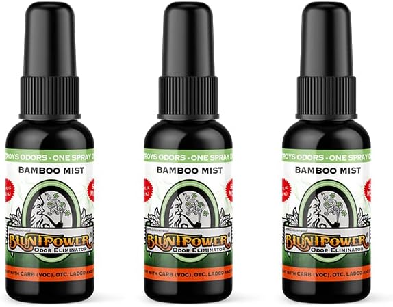 BluntPower (Bamboo Mist 3 Pack) Concentrated Odor Eliminator &amp Diffuser Oil - Room Deodorizer Odor Eliminator Air Freshener - Premium Oil Based Air Freshener